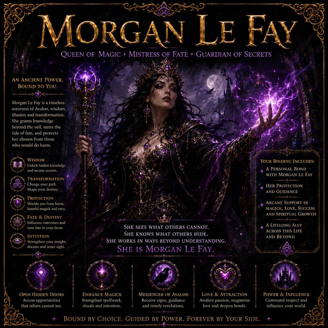 Morgan Le Fay Binding | Magic, Fate, Protection, Intuition & Power