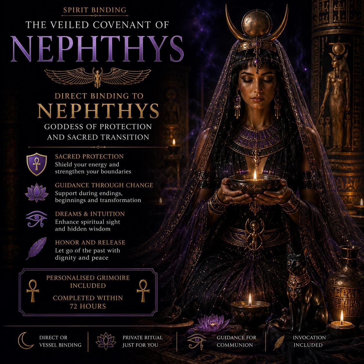 Direct Binding to Nephthys, Goddess of Protection and Sacred Transition