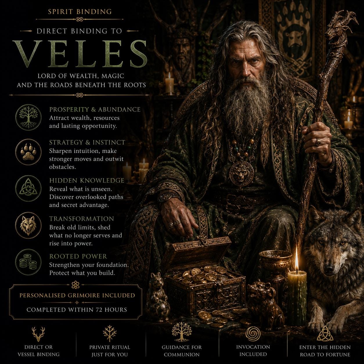Direct Binding to Veles, Lord of Wealth, Magic and the Roads Beneath the Roots