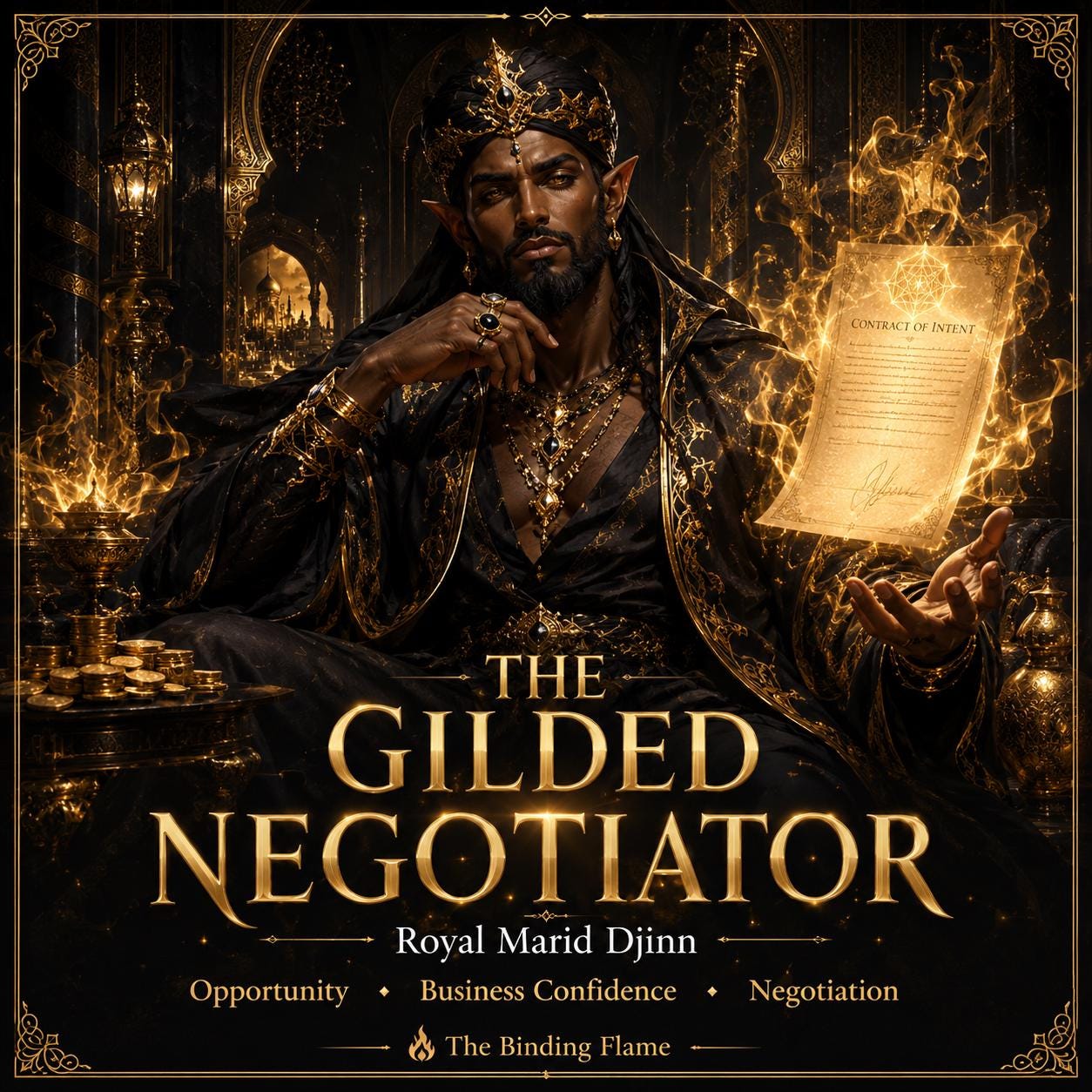 The Gilded Negotiator – Royal Marid Djinn Binding for Opportunity, Business Confidence and Negotiation