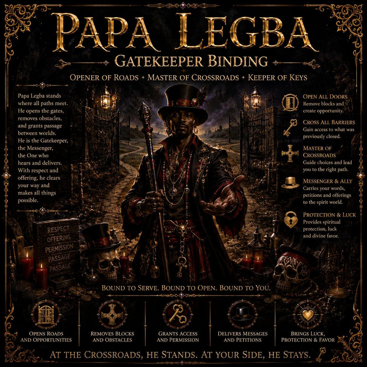 Papa Legba Gatekeeper Binding | Road Opening, Crossroads, Opportunity & Spiritual Guidance