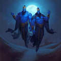 The Twin Thrones of Fire — Two Marid Kings Who Command 500 Attendants