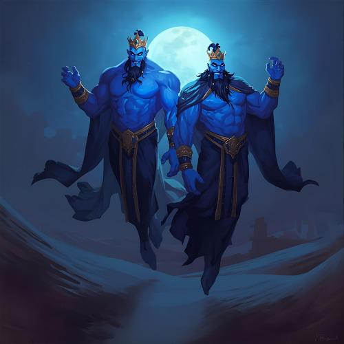 The Twin Thrones of Fire — Two Marid Kings Who Command 500 Attendants