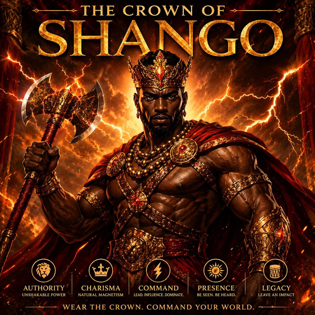 The Crown of Shango — Authority, Charisma, and Commanding Presence