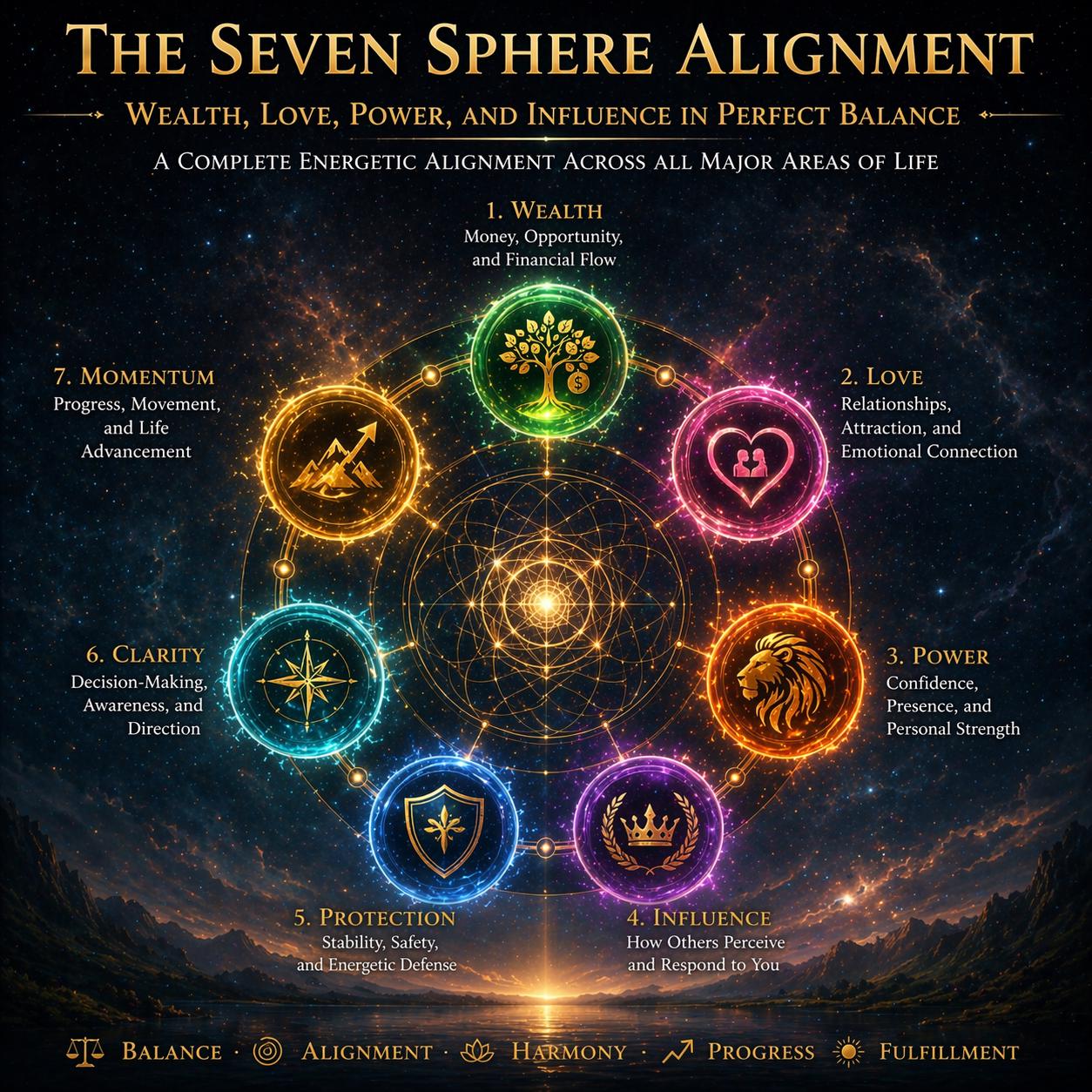Seven Sphere Alignment – Wealth, Love, Power, Influence, Protection, Clarity, Momentum