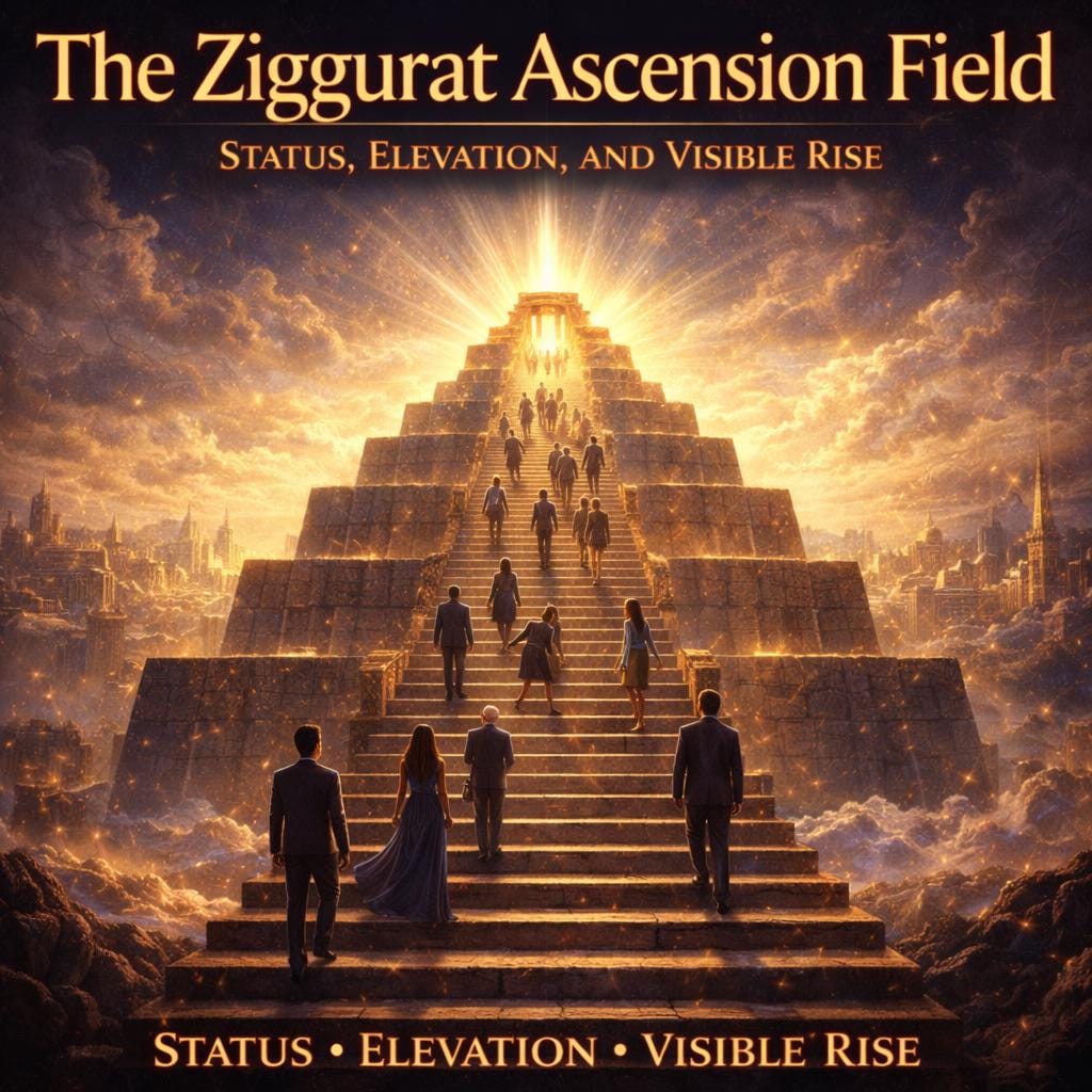 The Ziggurat Ascension Field — Status, Elevation, and Visible Rise